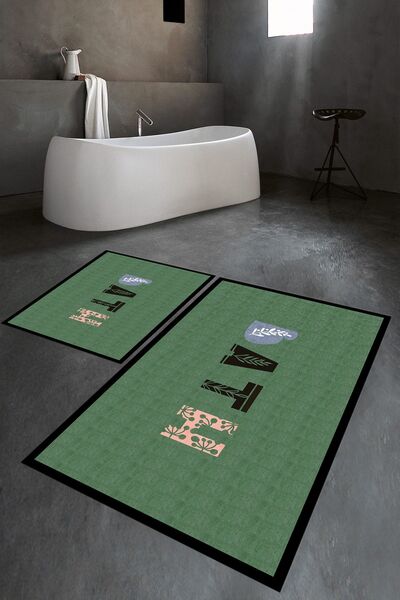 Napoli Home Ψηφιακό με τύπωμα Αντιολισθητικό Πλενόμενο Σετ Μπάνιου Διπλό Σετ ...