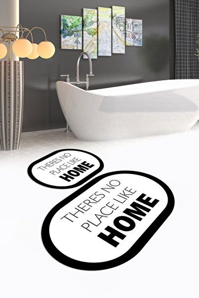 Napoli Home Set de toaletă digital cu imprimeu anti-alunecare, lavabil, oval ...