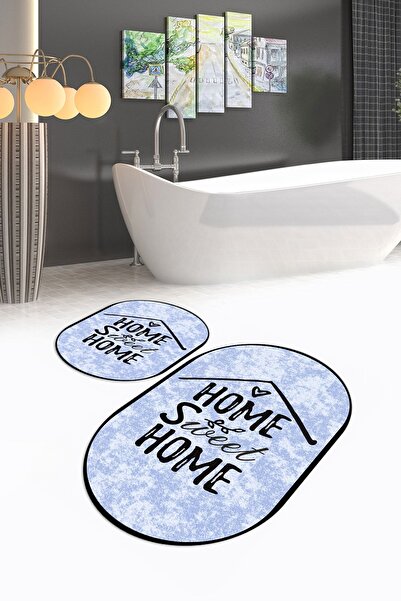 Napoli Home Set de toaletă digital cu imprimeu anti-alunecare, lavabil, oval ...