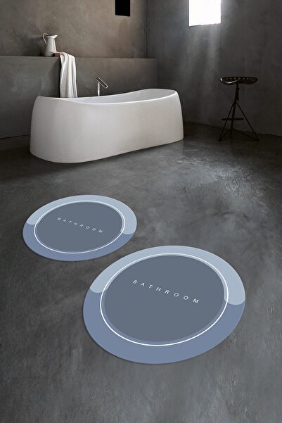 Napoli Home Цифрово отпечатан, неплъзгащ се, измиваем, кръгъл, двоен комплект...