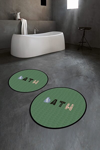 Napoli Home Set de baie rotund dublu, lavabil, cu bază anti-alunecare digital...