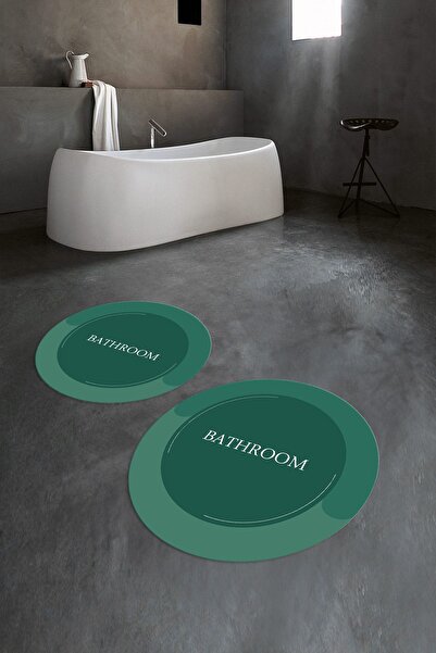 Napoli Home Цифрово отпечатан, неплъзгащ се, измиваем, кръгъл, двоен комплект...