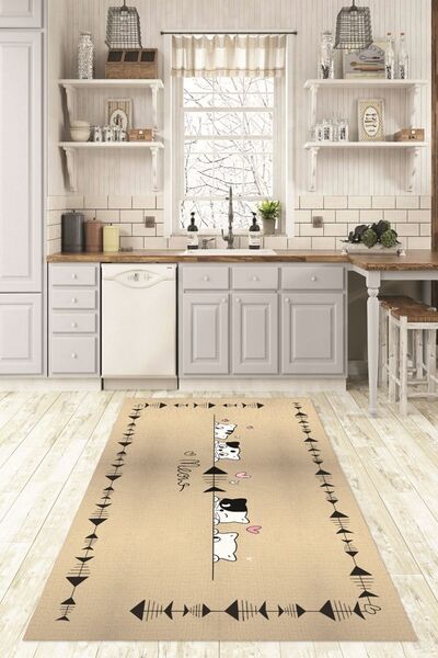 Napoli Home Dijital Baskılı Kaymaz Taban Yıkanabilir Renkli Modern Mutfak Halısı