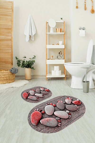 Napoli Home Set de toaletă ovală, lavabil, cu bază anti-alunecare 3D Digital ...