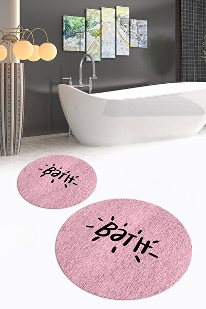 Napoli Home Set de baie rotund dublu, lavabil, cu bază anti-alunecare digital...