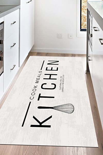Napoli Home Dijital Baskılı Kaymaz Taban Yıkanabilir Kitchen Yazılı Mutfak Ha...