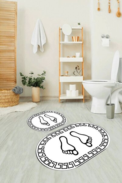 Napoli Home Set de toaletă oval cu model pentru picioare, lavabil, anti-alune...