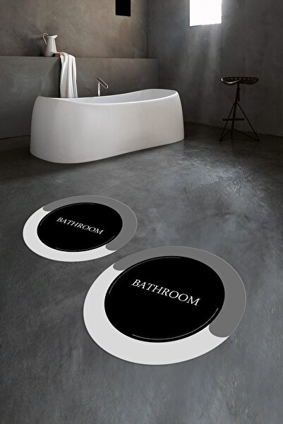 Napoli Home Цифрово отпечатан, неплъзгащ се, измиваем, кръгъл, двоен комплект...