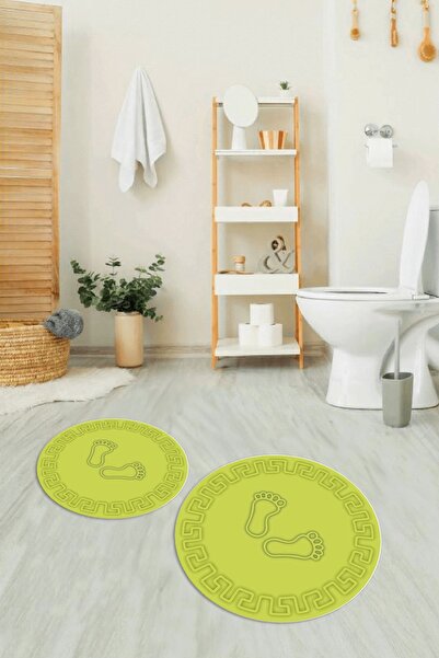 Napoli Home Цифрово отпечатан, неплъзгащ се, измиваем комплект за баня с кръг...