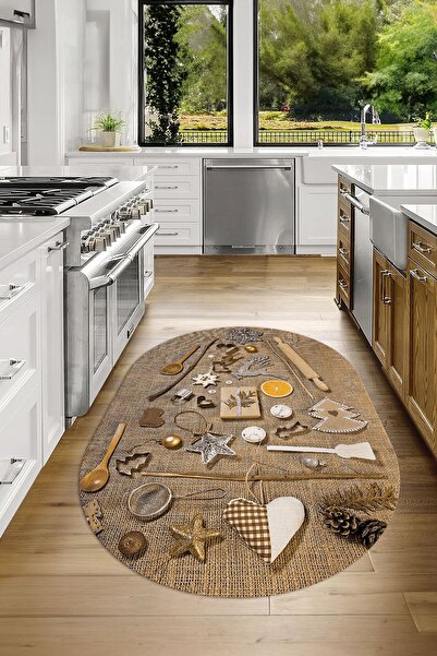 Napoli Home 3D Dijital Baskılı Kaymaz Taban Yıkanabilir Renkli Modern Oval Mu...