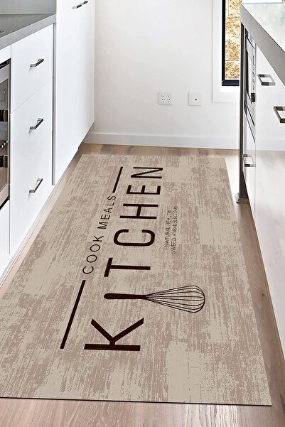 Napoli Home Dijital Baskılı Kaymaz Taban Yıkanabilir Kitchen Yazılı Mutfak Ha...