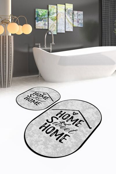 Napoli Home Ψηφιακό με τύπωμα Αντιολισθητικό Πλενόμενο Σετ Μπάνιου Οβάλ Σετ Τ...