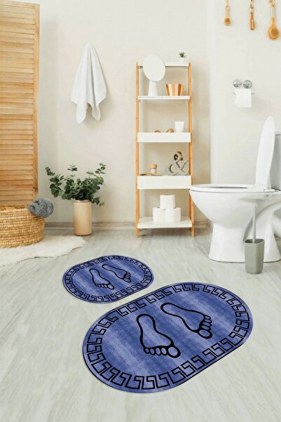 Napoli Home Set de toaletă oval cu model pentru picioare, lavabil, anti-alune...