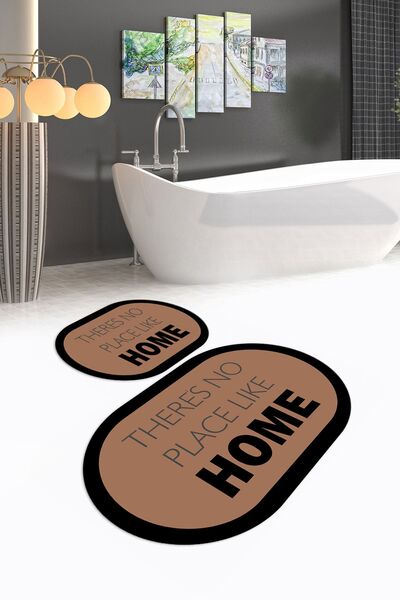 Napoli Home Set de toaletă digital cu imprimeu anti-alunecare, lavabil, oval ...