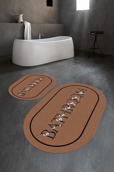 Napoli Home Ψηφιακό με τύπωμα Αντιολισθητικό Πλενόμενο Σετ Μπάνιου Οβάλ Σετ Τ...