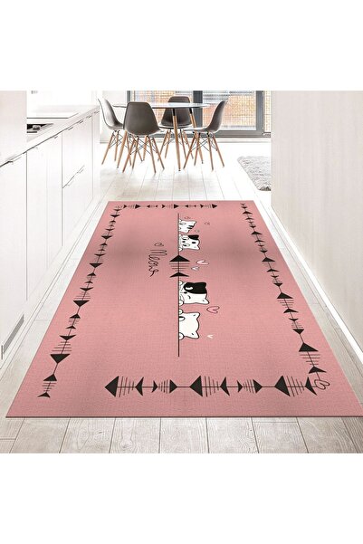 Viyana Home Dijital Baskılı Kaymaz Taban Yıkanabilir Mutfak Halısı Yolluk, V-...