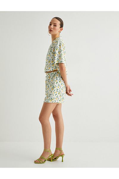 Koton Fruit Patterned X Sibil Çetinkaya - Waist Lace Up Shorts
