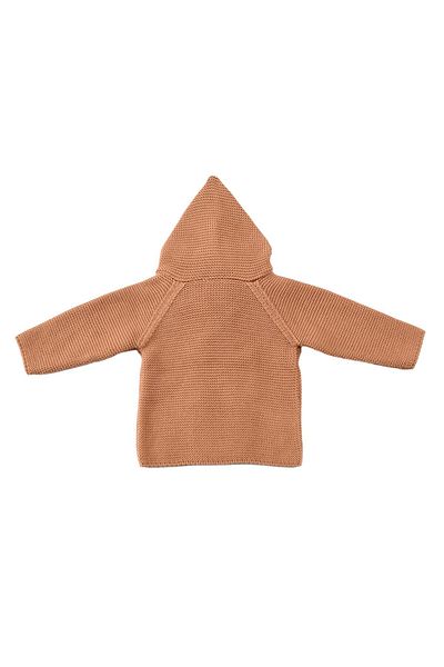 Baboo Brown Organic Cotton Double Breasted Hooded Children's Cardigan