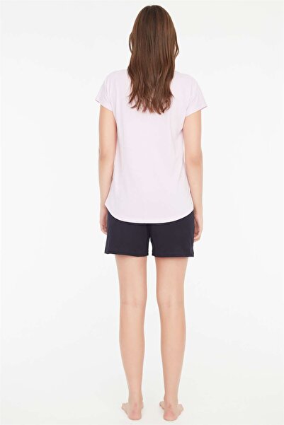 Mod Collection - Kadın Pembe V-yaka Şort Takımı