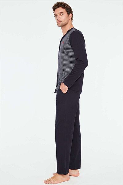 Mod Collection - Σετ ανδρικών πιτζάμες με πατιλέτα Navy Blue