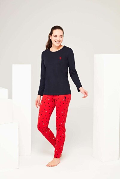 U.S. Polo Assn. Kadın Lacivert Yuvarlak Yaka Pijama Takımı