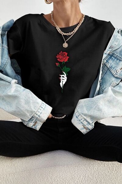 trendypassion Μπλουζάκι Unisex Rose Printed