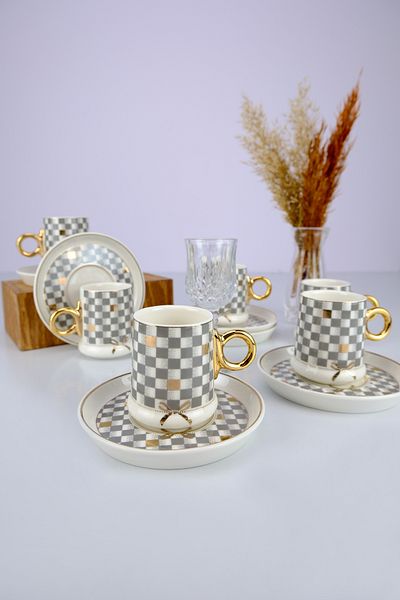 ACAR Almond 6-Person Gray Coffee Cup Set - MXG-22-0125/12