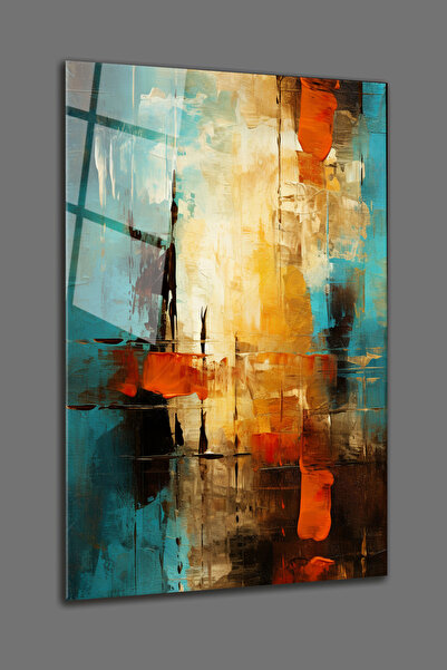 BV DEKOR ΑΦΗΡΗΜΕΝΗ ΖΩΓΡΑΦΙΚΗ ΣΕ ΓΥΑΛΙ ΜΕ ΜΠΛΕ ΦΟΝΟΥΡΙΣΜΑ-ΚΑΛΛΙΤΕΧΝΙΚΗ ΔΙΑΚΟΣΜ...