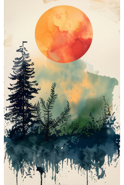 Akıllı Kağıt Statik Tutunma Özellikli Çiçek Yaprak Desen Tablo Poster  35 x 50cm 3'lü Model 3