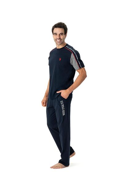 U.S. Polo Assn. Σετ ανδρικές πιτζάμες με στρογγυλή λαιμόκοψη Navy Blue