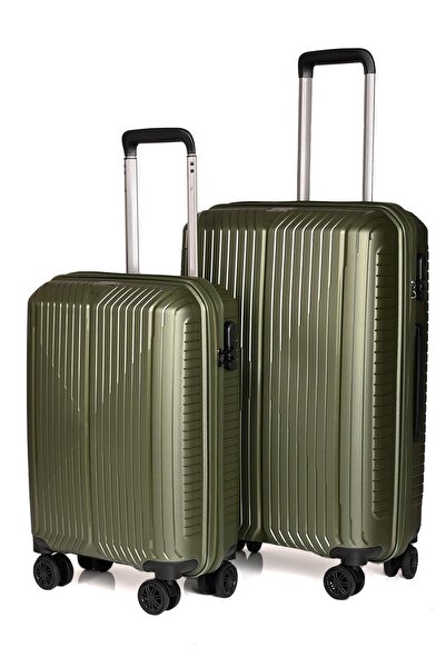 Wander A728 Polipropilen Kırılmaz 2'Li Valiz Seti Haki Orta Boy Kabin Boy