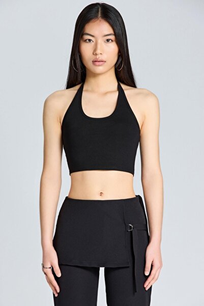 boutiquen 1958 Boyundan Bağlamalı Siyah Bluz