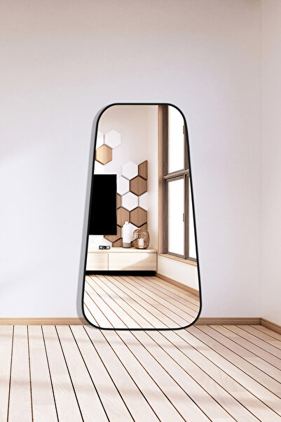 Mirze Life Büyük Ahşap Boy Aynası, Curvy Model Dekoratif Ayna 180x70cm