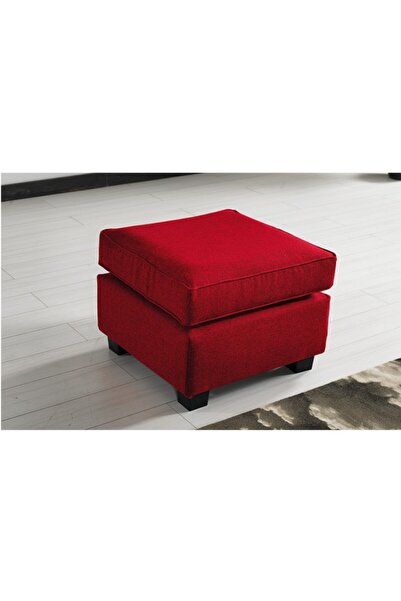 Meşe Home Plus Kılıflı Torba Yaylı Keten Kumaş Fonksiyonel Puf Kırmızı