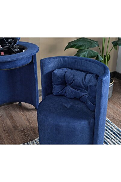 Meşe Home Elisa Makyaj Masalı Aynalı Organizerli Yumuşak Kumaşlı Kırlentli Puf / Makyaj Masası - Renkli