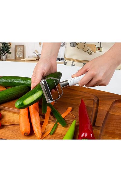 Milena Life 1.Quality Granite Patterned Practical Stainless Steel - Turbo Julienne Fruit Vegetable Peeler