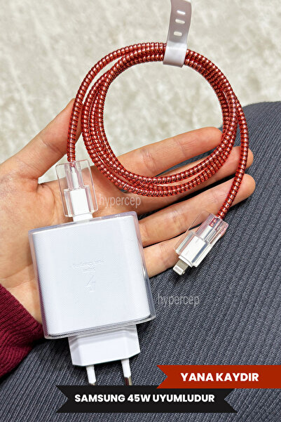 WANNA PROTECT Samsung 45W (EP-TA845) Uyumlu Şeffaf Şarj Başlığı Koruma Kablo ...