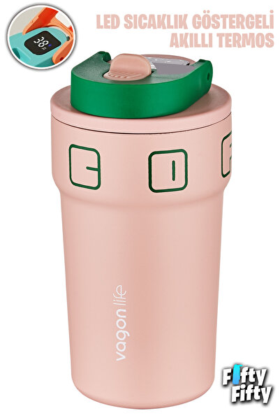 Vagonlife 550 ML LED Sıcaklık Göstergeli Akıllı Çelik Kahve Bardağı Askılı-Çelik Termos-Mug-FFVGN200
