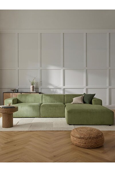 S Home Design Concept Molly Fitilli Yağ Yeşili Köşe Koltuk Sağ Köşe