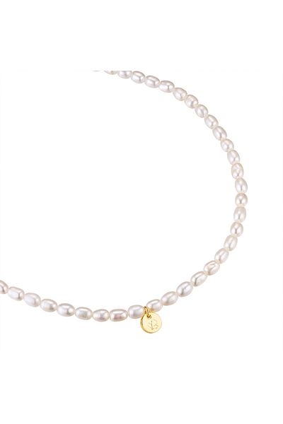Glanzstücke München Perlenarmband Armband Sterling Silber gelbgold Süßwasser-Zuchtperle weiß