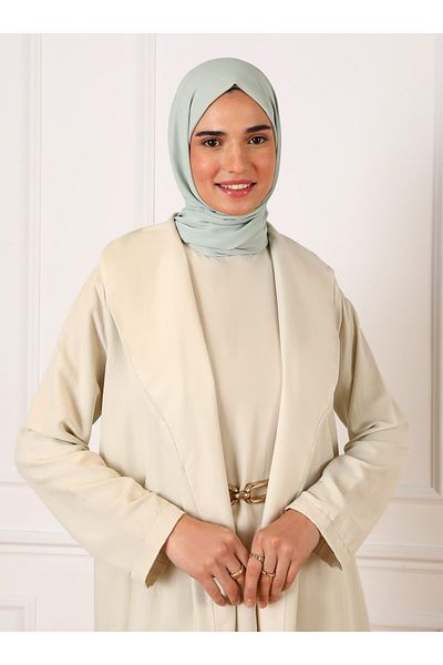 Refka Stone Color Aerobin Dress and Ferace Set