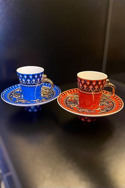 Lucky Art Arısta Bone Coffee Cup Set for 2 People