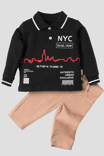 Kidex’s Baby Baby Boy Cotton Polo Set Trousers Top Double Set