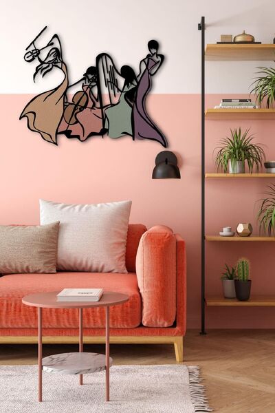 Doreline DoreArt Music Ahşap Detaylı Metal Duvar Tablosu, Ev Ofis Duvar Panosu