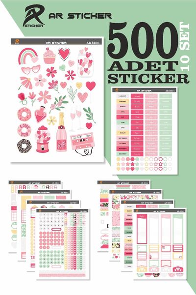 AR Sticker - 500 قطعة - مجموعة ملصقات ملصقات للكمبيوتر المحمول وجدول الأعمال والكمبيوتر اللوحي