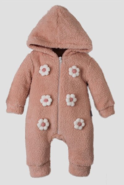 Kidex’s Baby Winter Sweet Plush Cotton Baby Floral Welsoft Hooded Jumpsuit