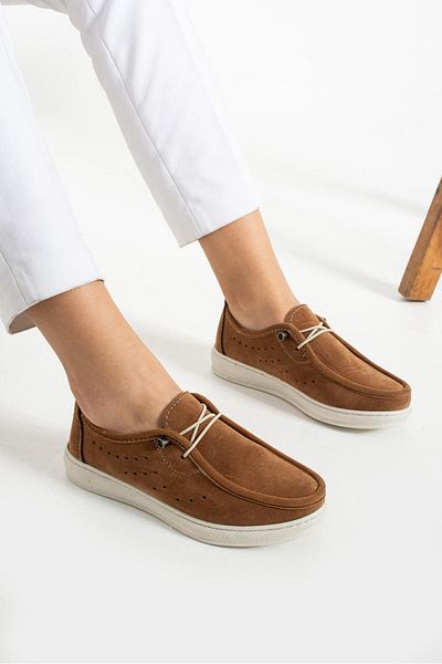 HKM shoes New Season Women's Daily Lightweight Seasonal Comfortable Full Orthopedic Lace-up Loafer Casual Suede Shoes