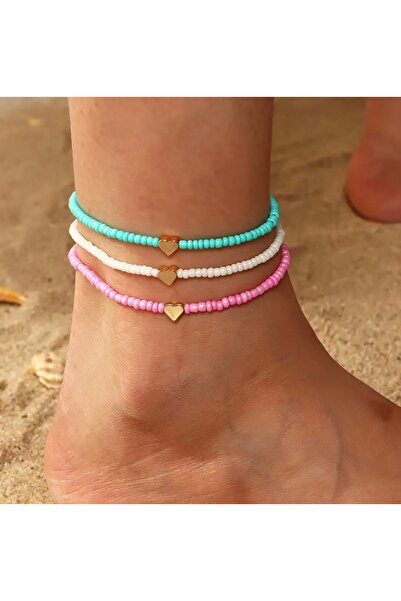 BY DİLEK ÇETİN ACCESSORY Beads Triple Anklet Set