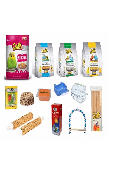 TUĞRA PET MARKET Kafes Kuşları Için Oyuncak Bakım Ihtiyaç Yem Seti (14 Parça)