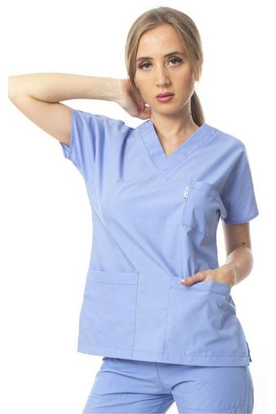 Simirna Üniforma Surgical Doctor Nurse Scrubs Light Blue Jersey Single Top